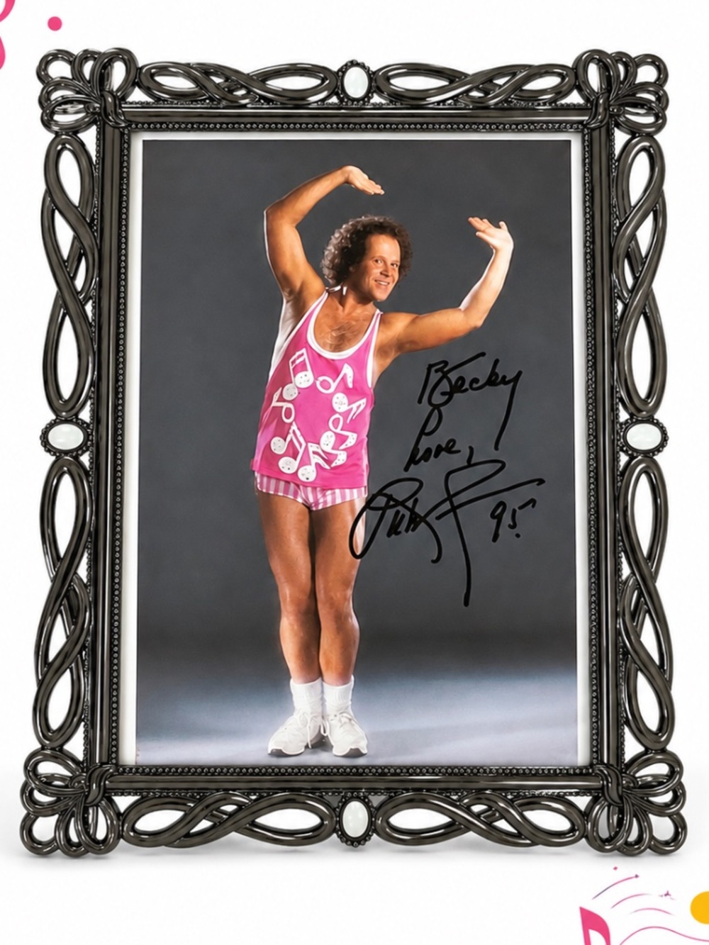Richard Simmons Autographed 5x7 Photo in Decorative Metal Frame | Signed 1995